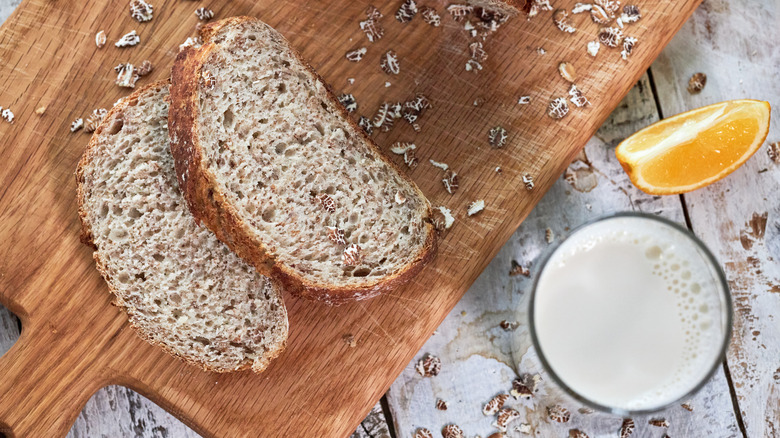 Wheat bread and milk cup