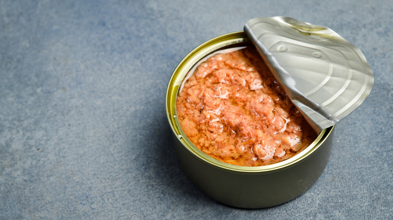 canned tuna in oil on granite