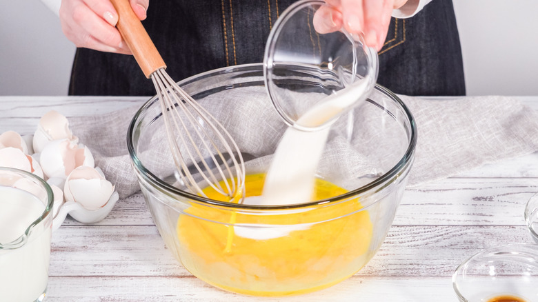 French toast batter being mixed