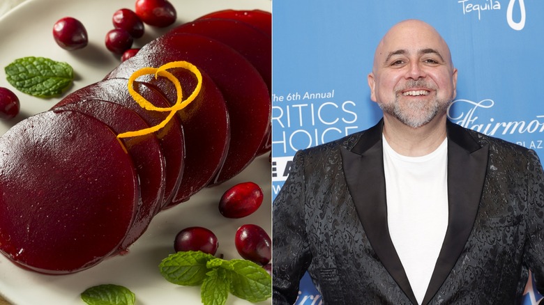 Canned cranberry sauce on plate, Duff Goldman