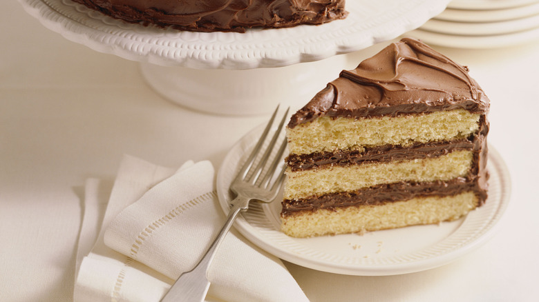 Yellow cake and chocolate frosting