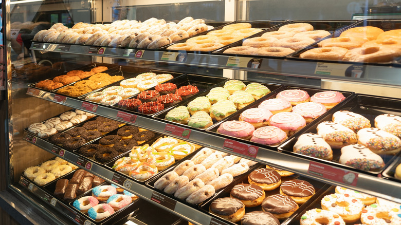 Close-up of Dunkin' donut display