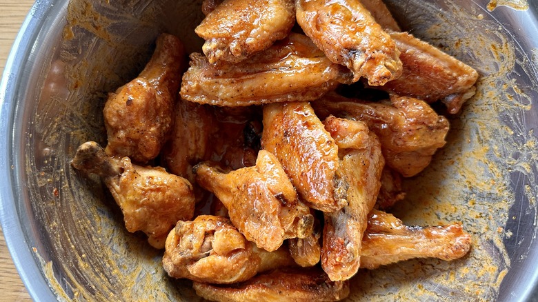 Wings coated with sauce