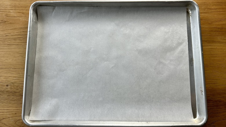 Lined baking sheet