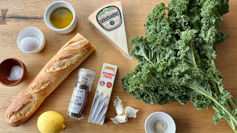 Kale Caesar salad ingredients