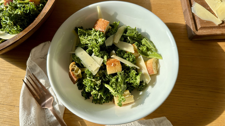 Kale Caesar salad in bowl