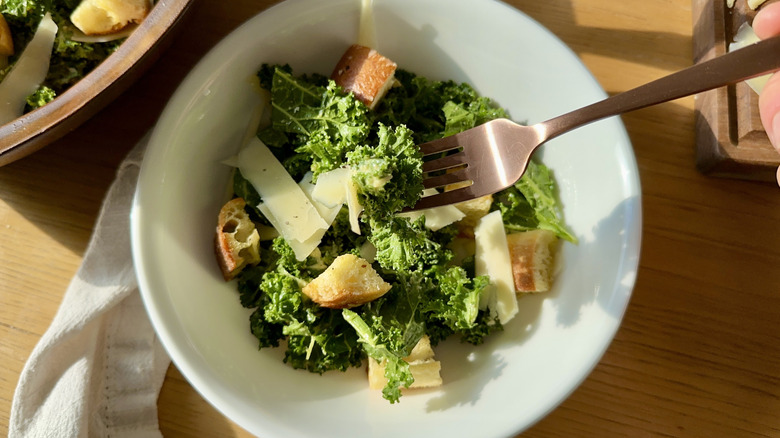 Forkful Kale Caesar salad