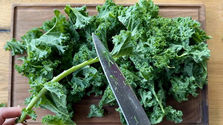 Chopping kale