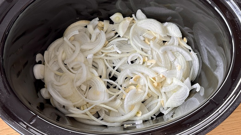 onions garlic in slow cooker