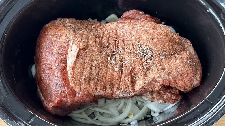 seasoned pork butt in slow cooker