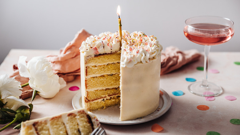 Smooth frosted birthday cake