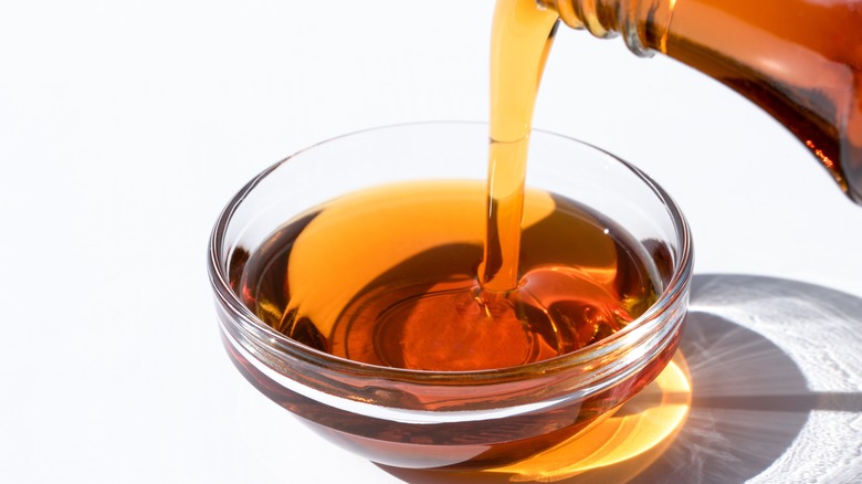 maple syrup poured into bowl