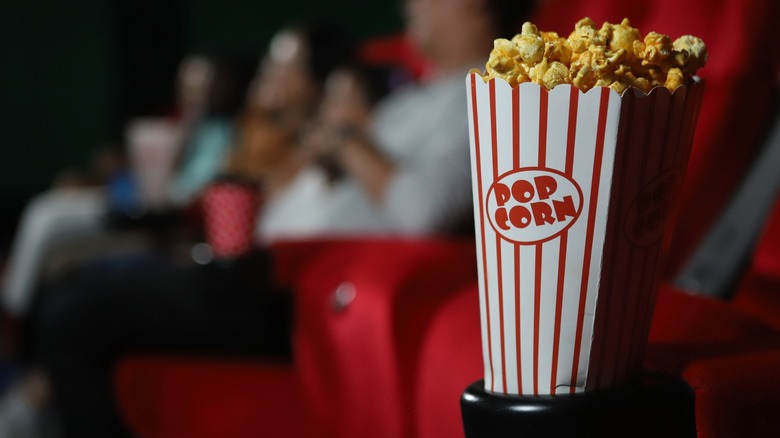 Popcorn in a movie theater cup holder