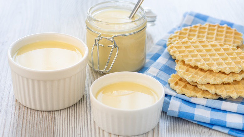 Condensed milk and waffles