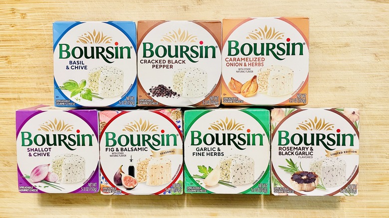 Collection of seven Boursin cheese flavors