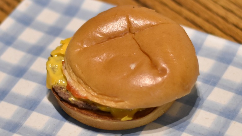 McDonald's double cheeseburger on plate