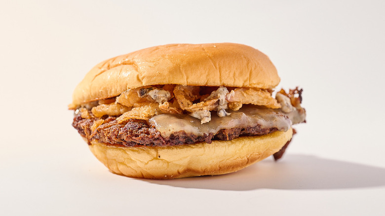 Truffle cheeseburger with fried onions