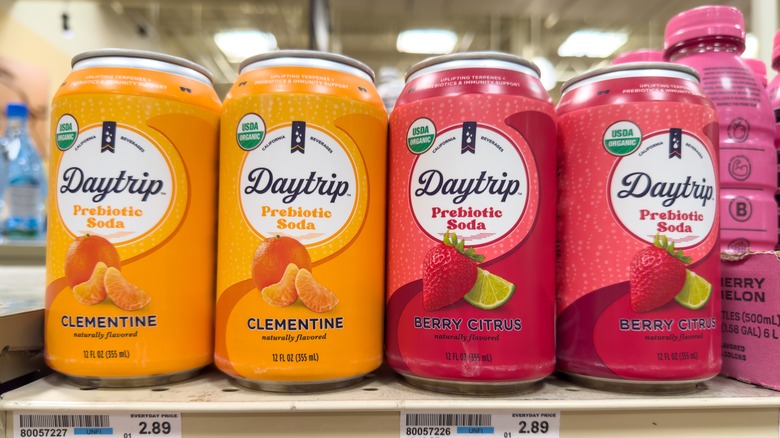 Cans of prebiotic soda