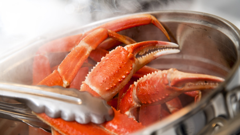 Cooking crab legs in pot