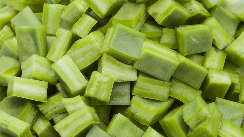 Close-up of chopped nopales