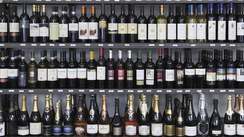 wine bottles on store shelves