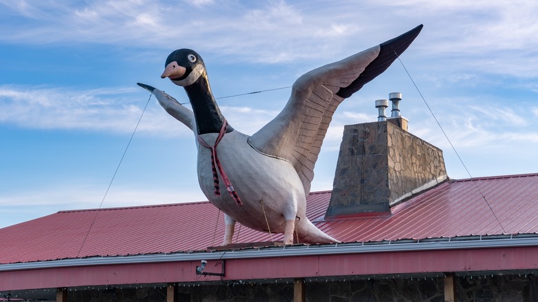 Canadian goose sculpture on roof