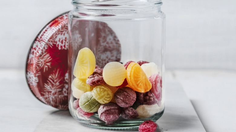 Hard candies in a jar