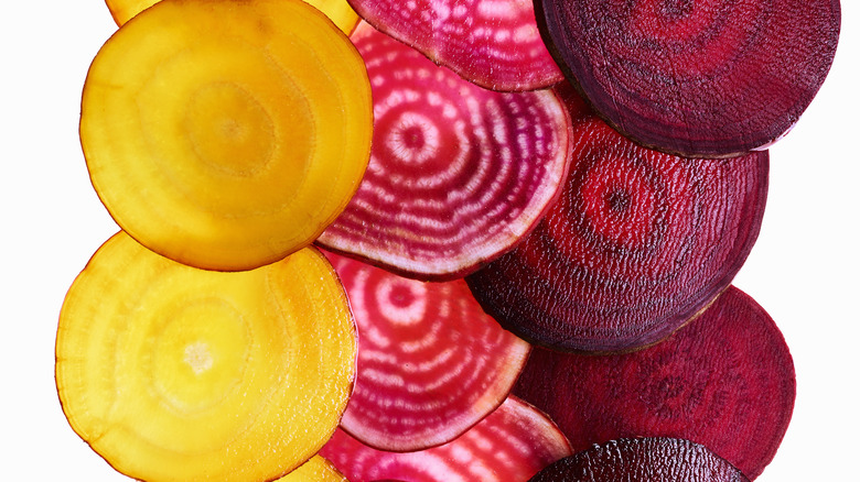 golden, chioggia, and red beets