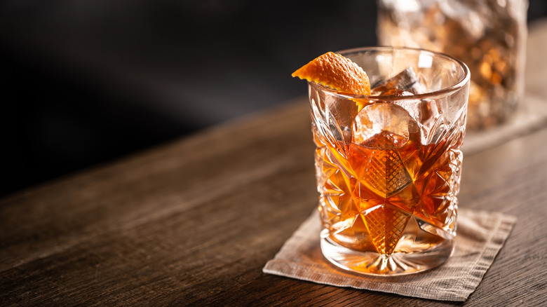 An old fashioned in a rocks glass