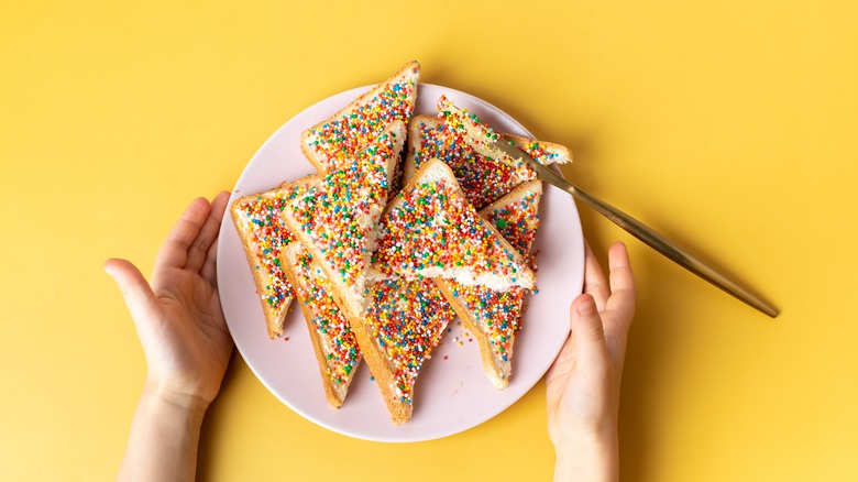 Fairy bread plate in hands