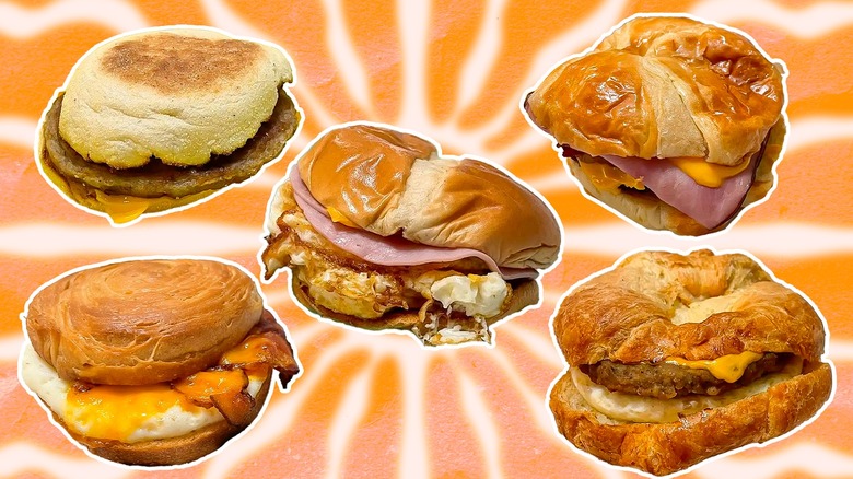 Various breakfast sandwiches