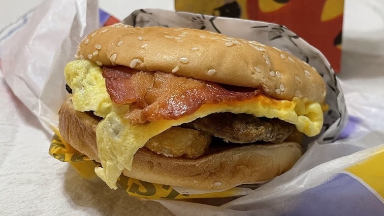 A breakfast burger from Carl's Jr.