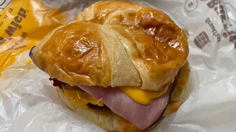 A fully loaded Croissan'wich from Burger King