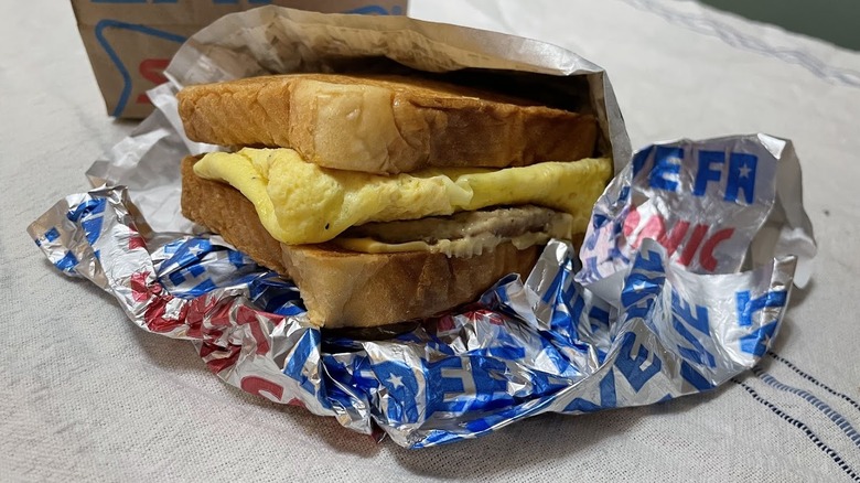 A sausage breakfast toaster from Sonic