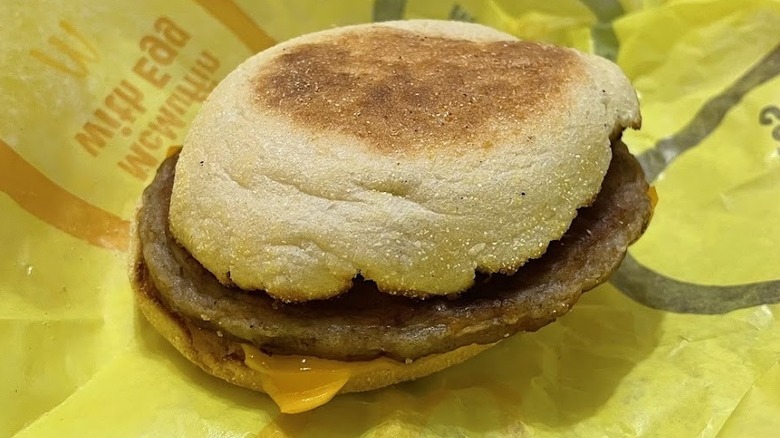 A Sausage McMuffin with egg from McDonald's