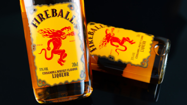 Two bottles of Fireball liqueur