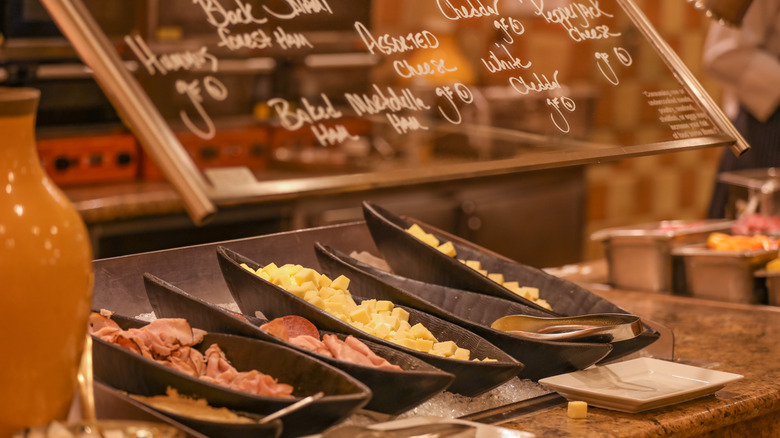 Selection of cheeses at a buffet