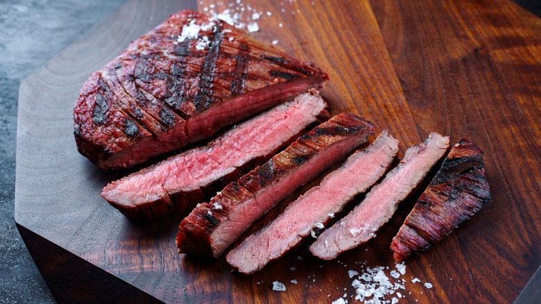 sliced flat iron steak