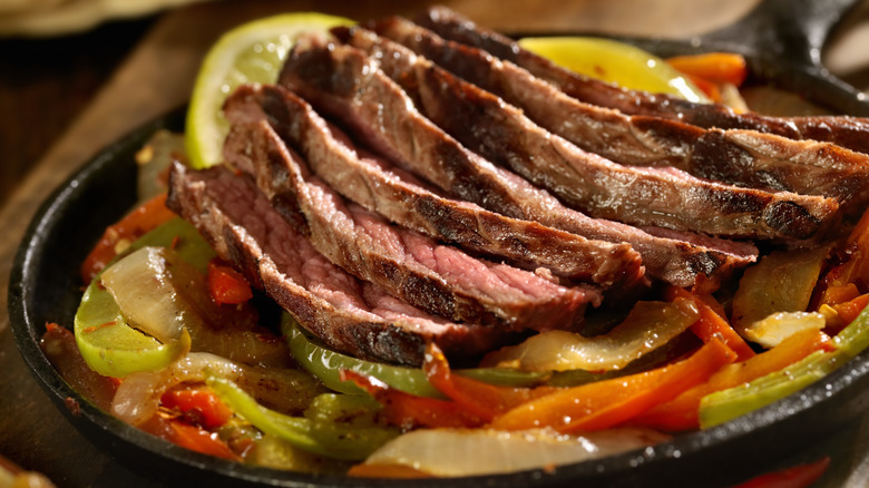 platter of steak fajitas