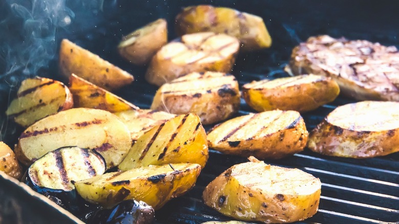 Potatoes on grill