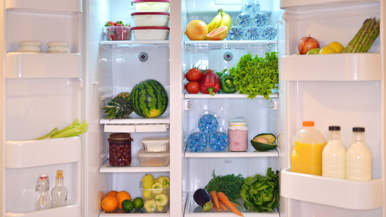 neatly arranged fridge interior