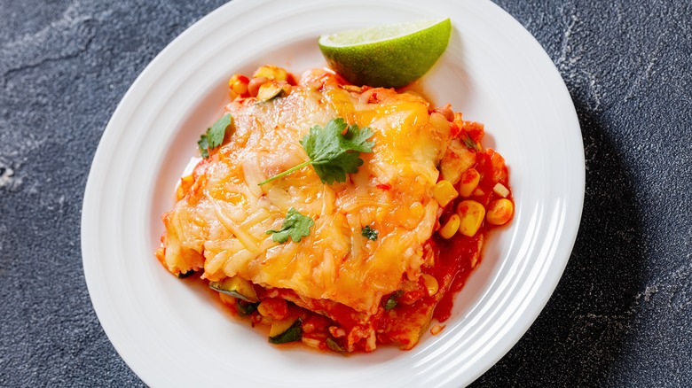 slice of enchilada casserole 