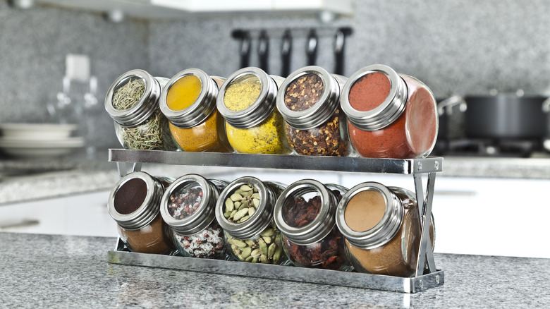 spice rack on countertop