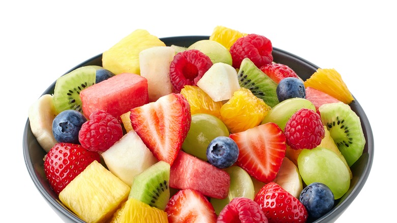 fruit salad on white background