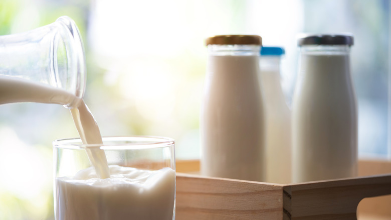 milk sitting on a counter