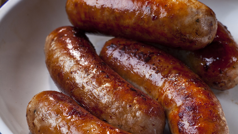 fat sausages in a bowl