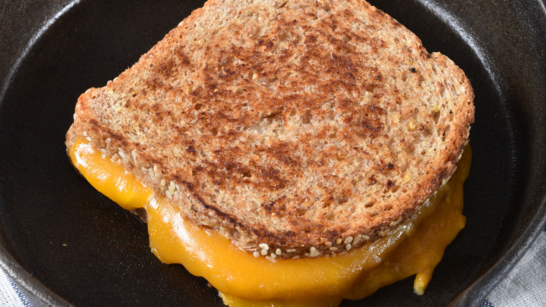 Grilled cheese in a skillet