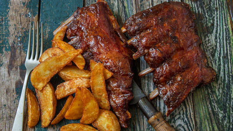 Pork ribs with a bourbon marinade