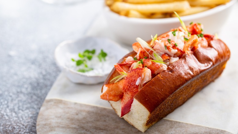 Lobster roll with fries