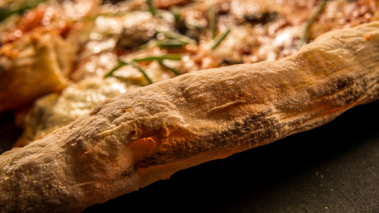 Pizza crust close-up